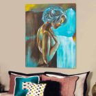 Modern painting woman hand decorated with details in resin Sweet Viadurini