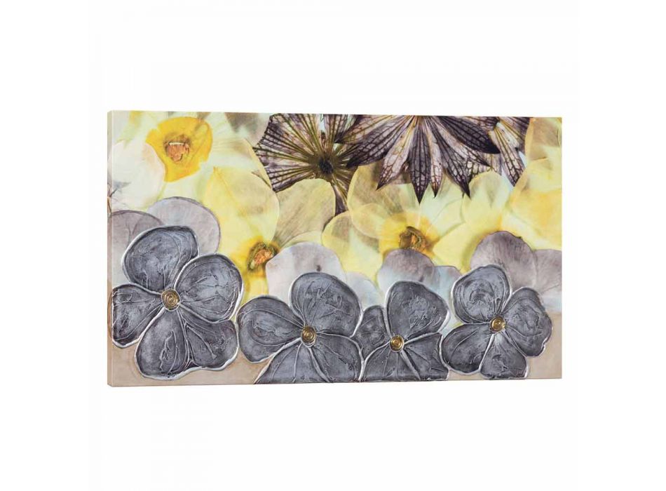 Modern floral painting with hand-decorated Ramos petals Viadurini