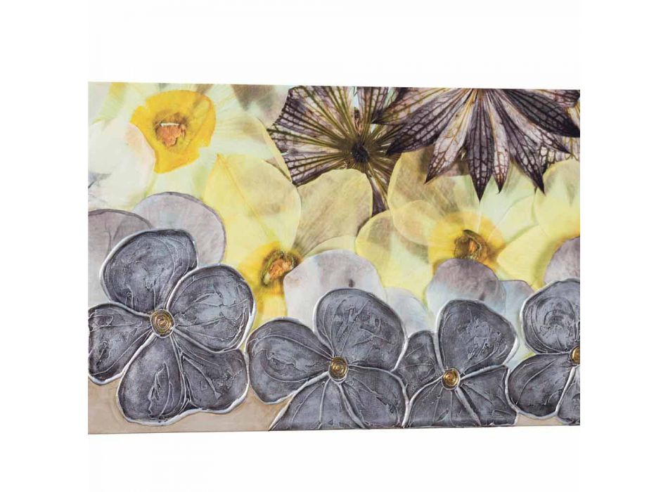 Modern floral painting with hand-decorated Ramos petals Viadurini