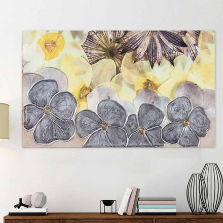 Modern floral painting with textural petals decorated by hand Ramos Viadurini