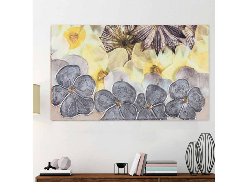 Modern floral painting with textural petals decorated by hand Ramos Viadurini