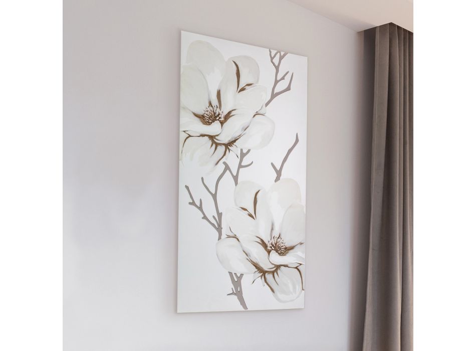 Laser Made Picture with Magnolia Flower Made in Italy - Misaki Viadurini
