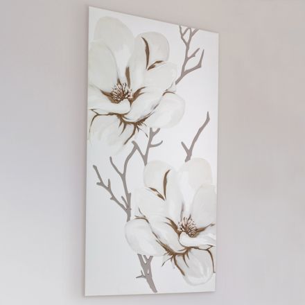 Laser Made Picture with Magnolia Flower Made in Italy - Misaki Viadurini