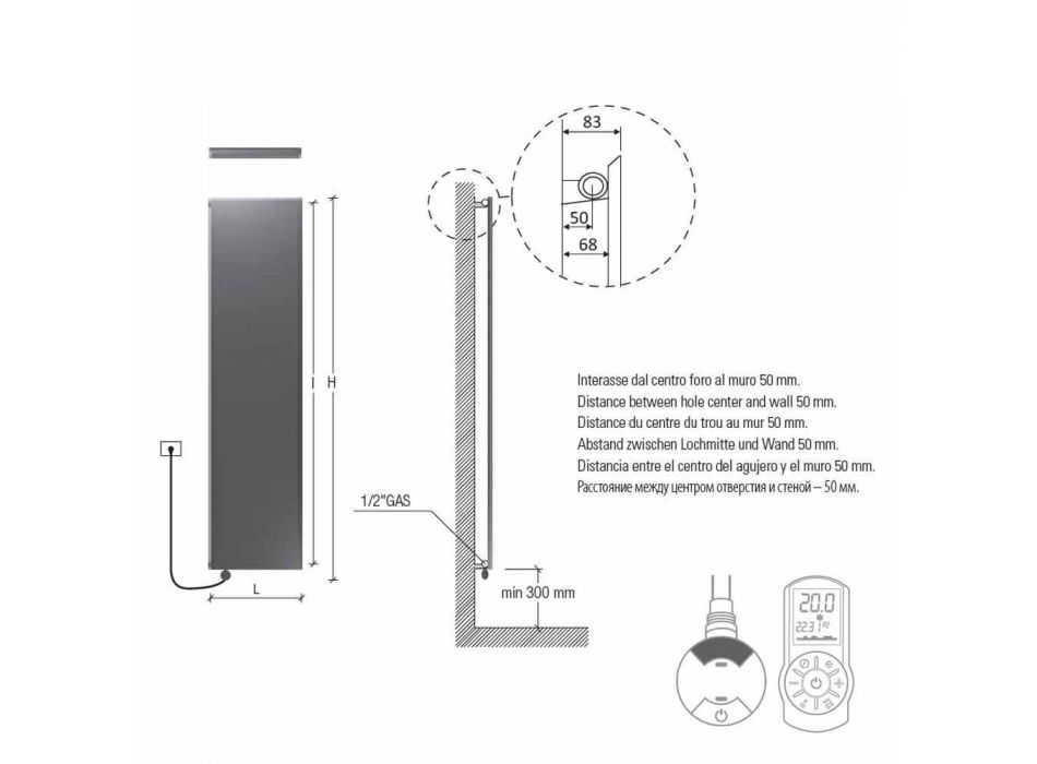 Vertical Electric Radiator Minimal Design Steel Slate Gray 700 W - Ice Viadurini