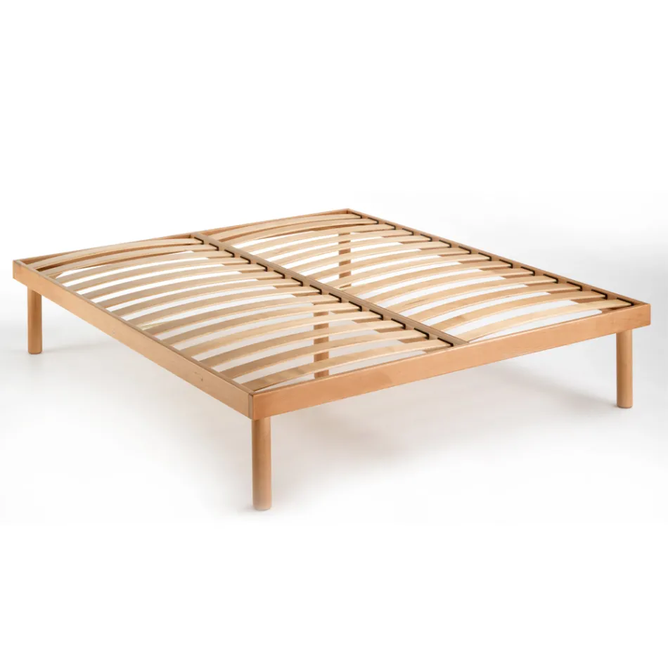 Double Bed Base in Beech Wood 160x190 cm Bio Delta - Delta Viadurini