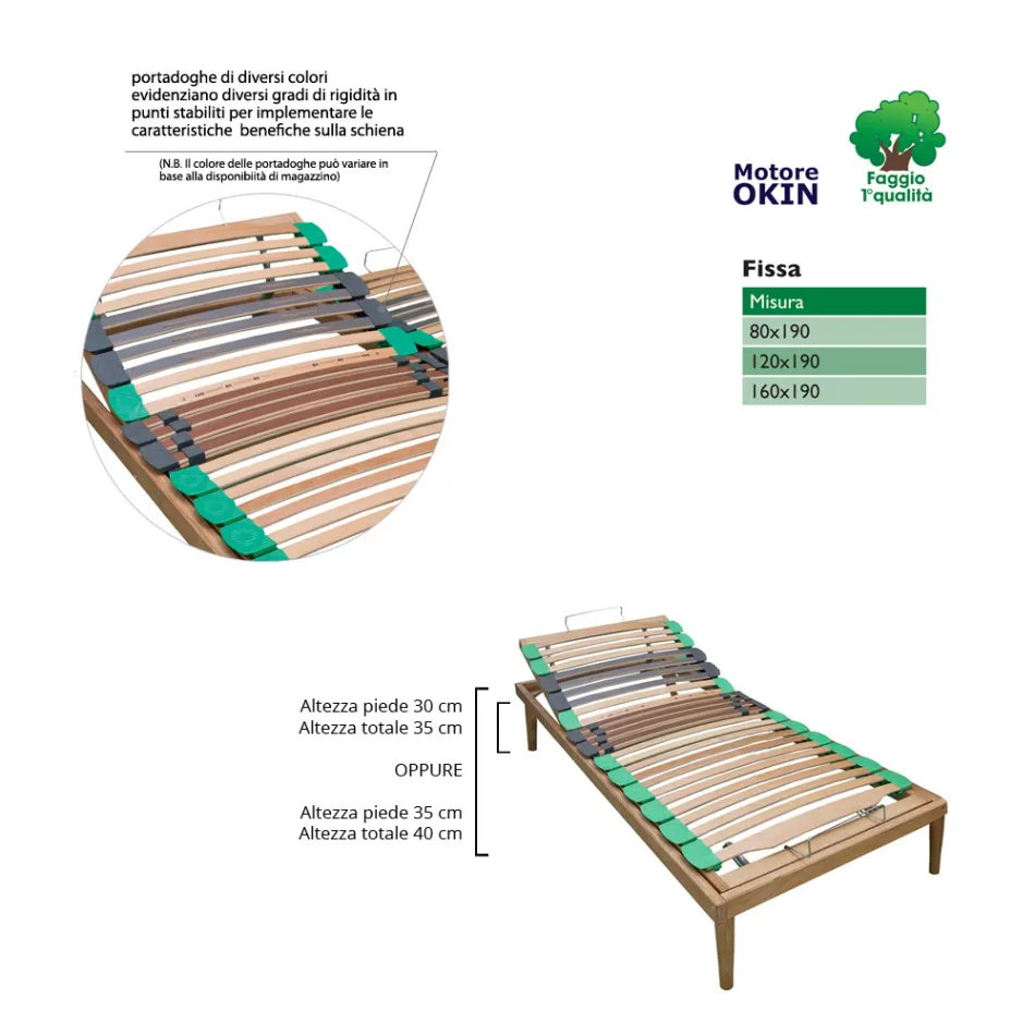 Adjustable Double Bed Base in Beech Wood Bio Energy ATP Manual - Energy Viadurini