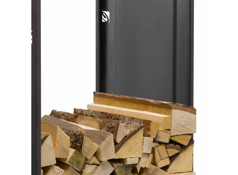 Rettangolo Nero 75 Design log holder for indoor steel fireplace Viadurini