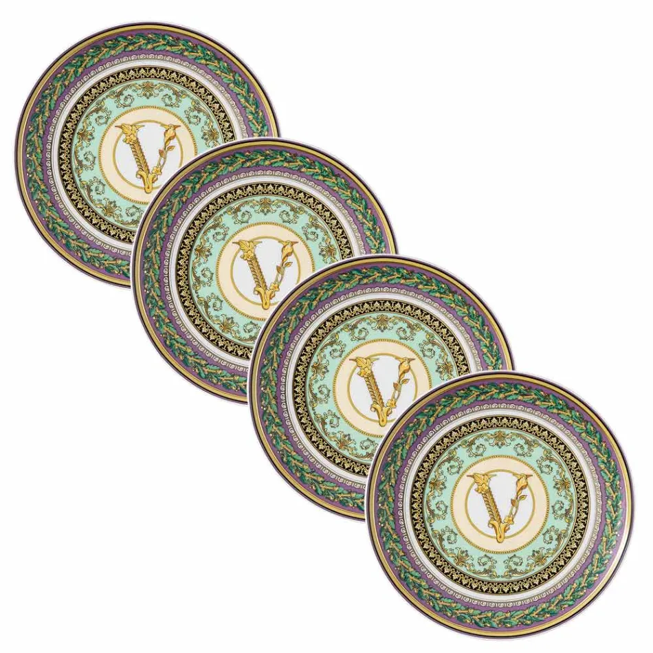 Rosenthal Versace Barocco Mosaic 4 Dinner Plates Diameter 17 cm - Mosaic Viadurini