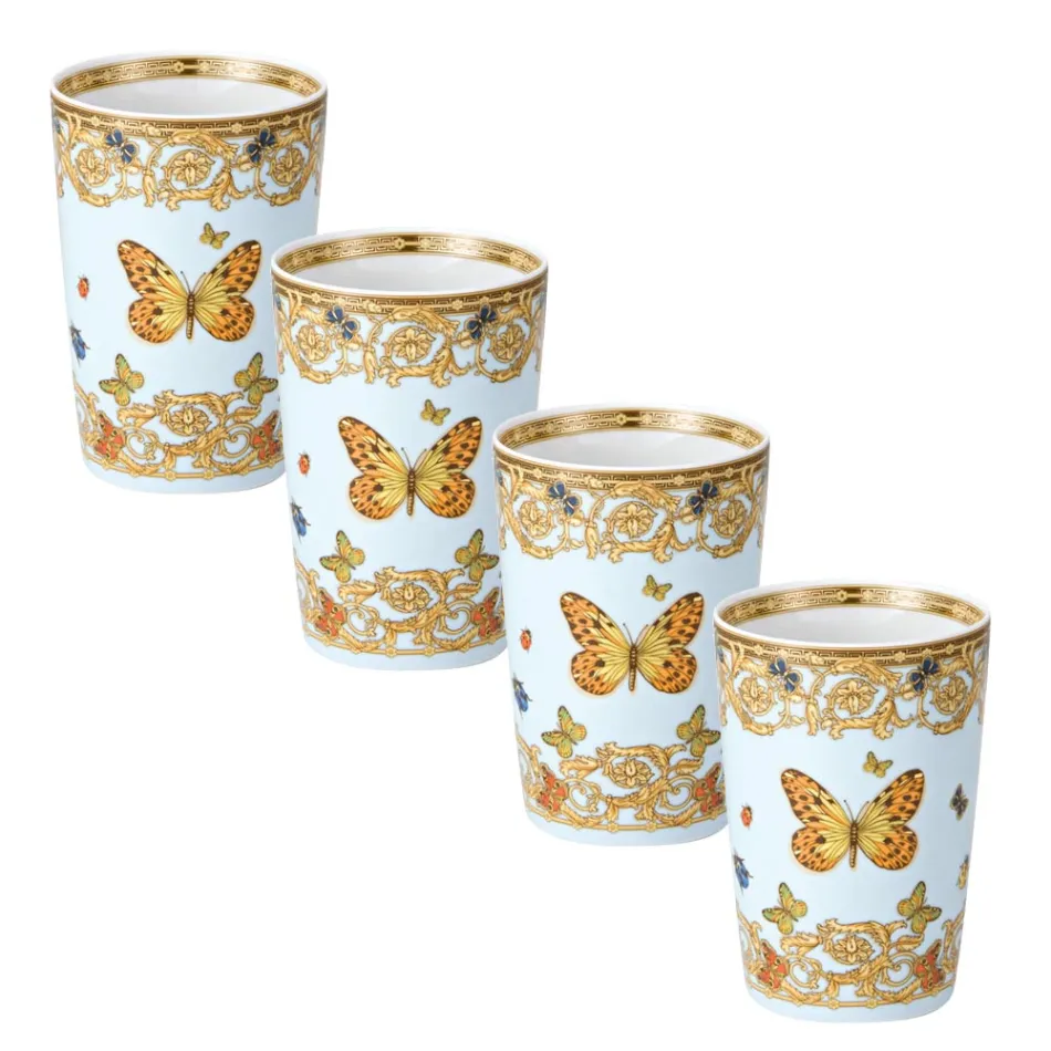 Rosenthal Versace Le Jardin 4 Handleless Glasses with Natural Elements - Medusa Viadurini