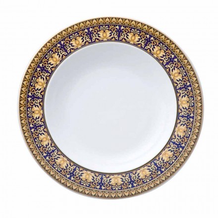 Rosenthal Versace Medusa Blue Plate with modern porcelain design base Viadurini