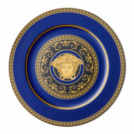 Rosenthal Versace Medusa Blue Plate placeholder of porcelain design Viadurini