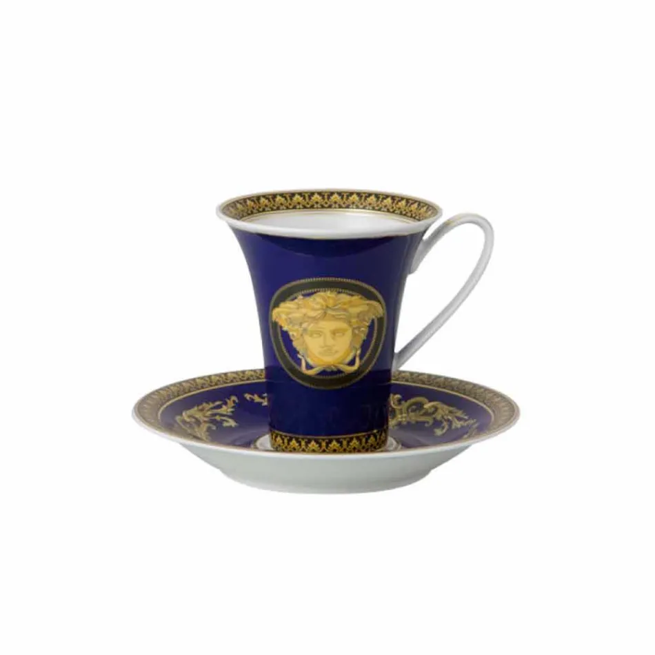 Rosenthal Versace Medusa Blue Tall coffee cup of porcelain design Viadurini