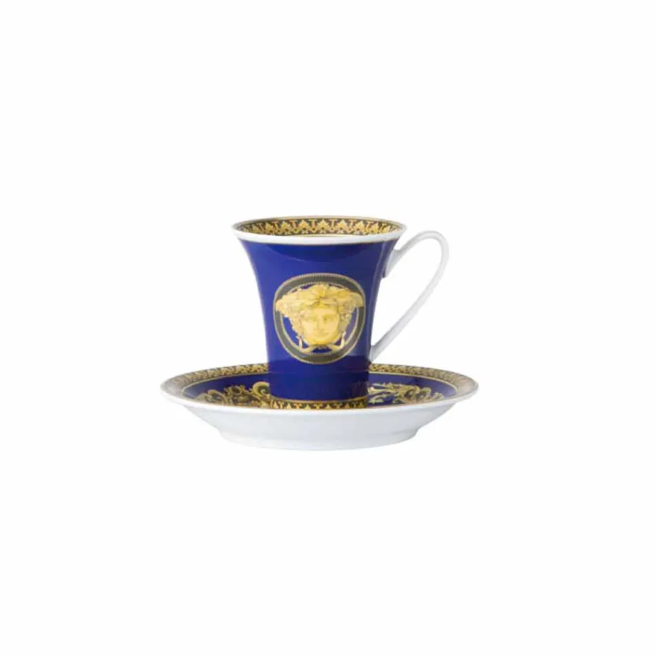Rosenthal Versace Medusa Blue Porcelain design coffee cup Viadurini
