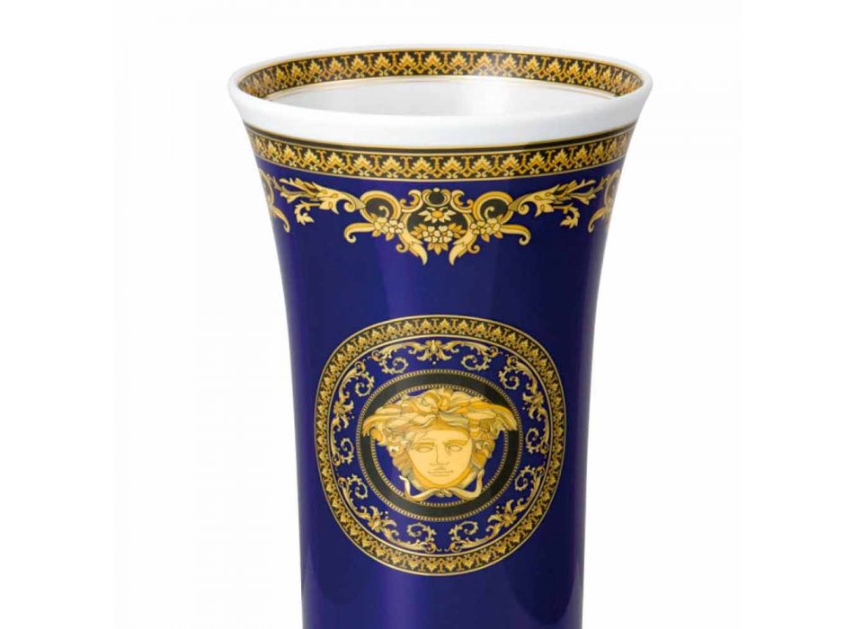 Rosenthal Versace Medusa Blue Modern design porcelain vase 26cm Viadurini