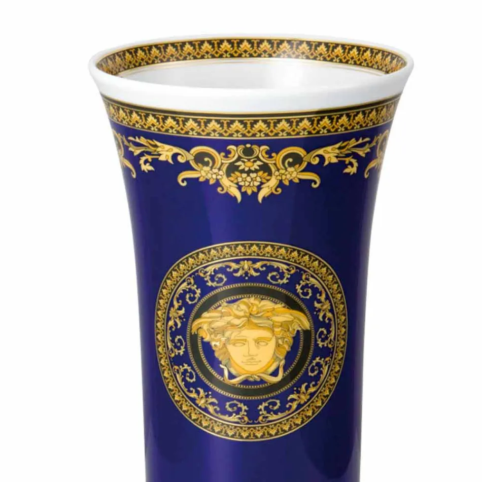 Rosenthal Versace Medusa Blue Modern design porcelain vase 26cm Viadurini