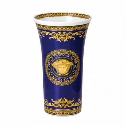 Rosenthal Versace Medusa Blue Modern design porcelain vase 26cm Viadurini