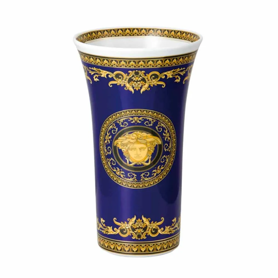 Rosenthal Versace Medusa Blue Modern design porcelain vase 26cm Viadurini