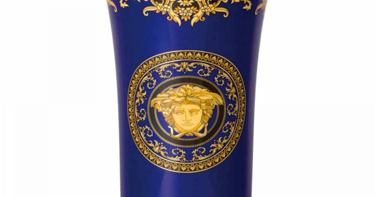 Rosenthal Versace Medusa Blue porcelain vase 34 cm, modern design