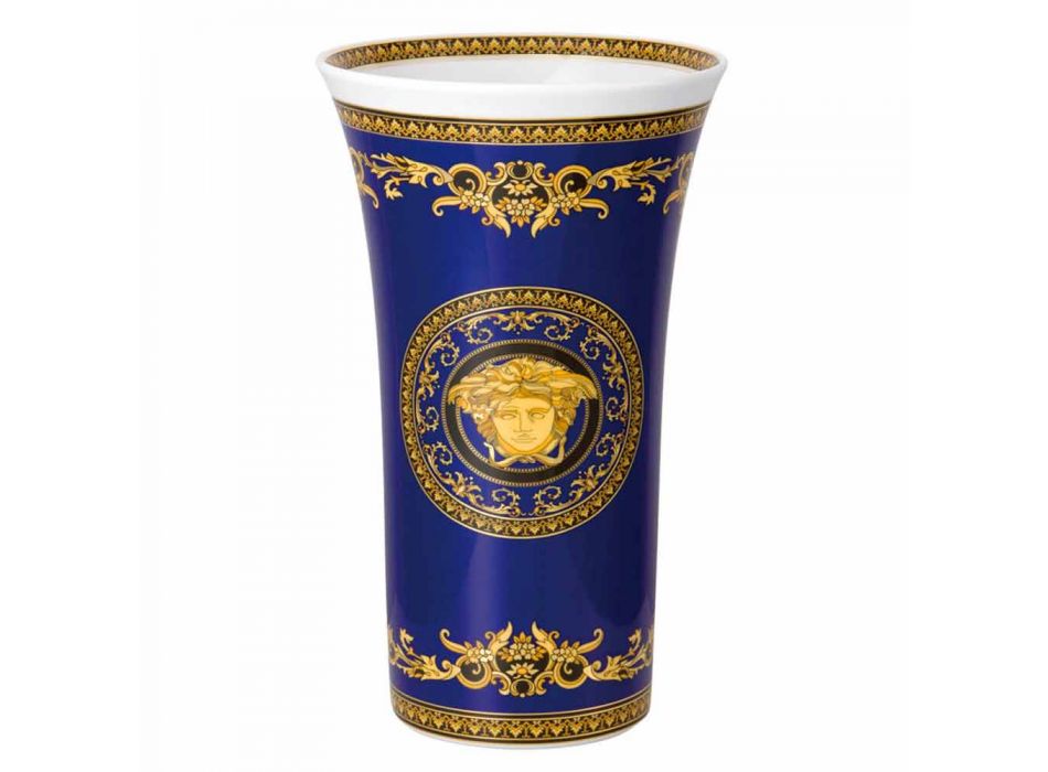Rosenthal Versace Medusa Blue Vase of modern design porcelain 34cm Viadurini