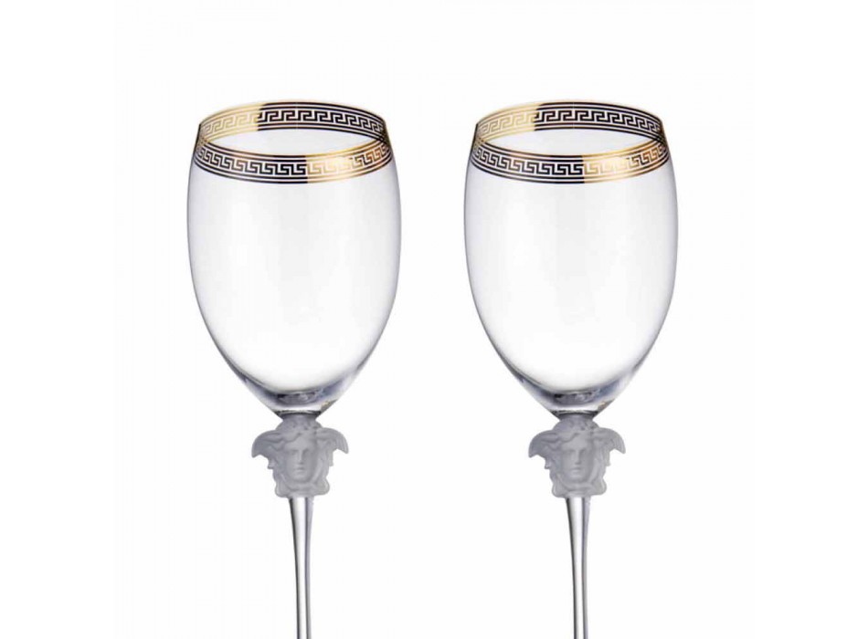 Rosenthal Versace Medusa D'Or 4 crystal glasses of design water Viadurini