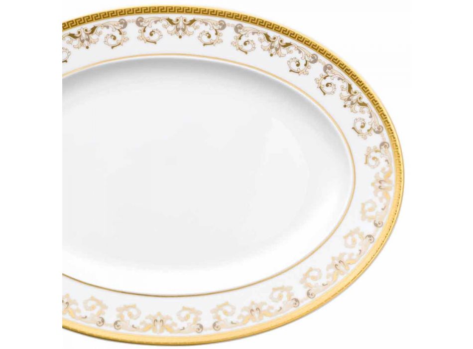 Rosenthal Versace Medusa Gala Gold Oval plate design 34cm porcelain Viadurini