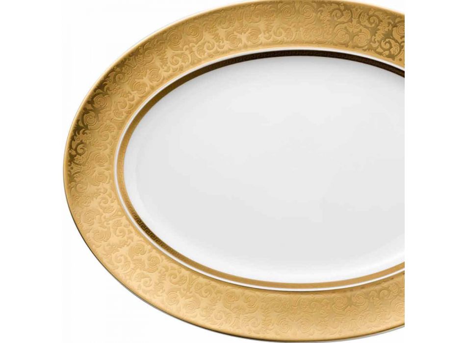 Rosenthal Versace Medusa Gala Gold Oval plate design 40cm porcelain Viadurini