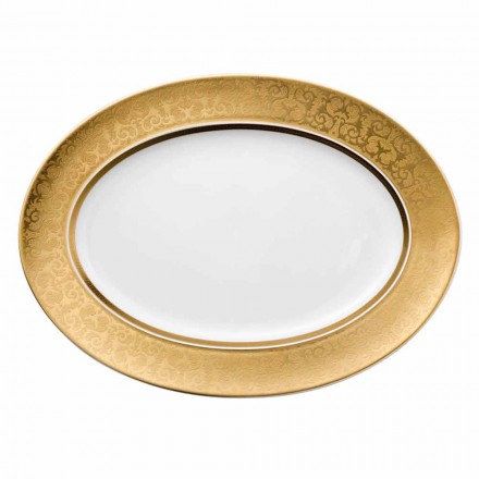 Rosenthal Versace Medusa Gala Gold Oval plate design 40cm porcelain Viadurini