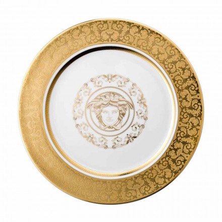 Rosenthal Versace Medusa Gala Gold Plate holder 30cm porcelain Viadurini
