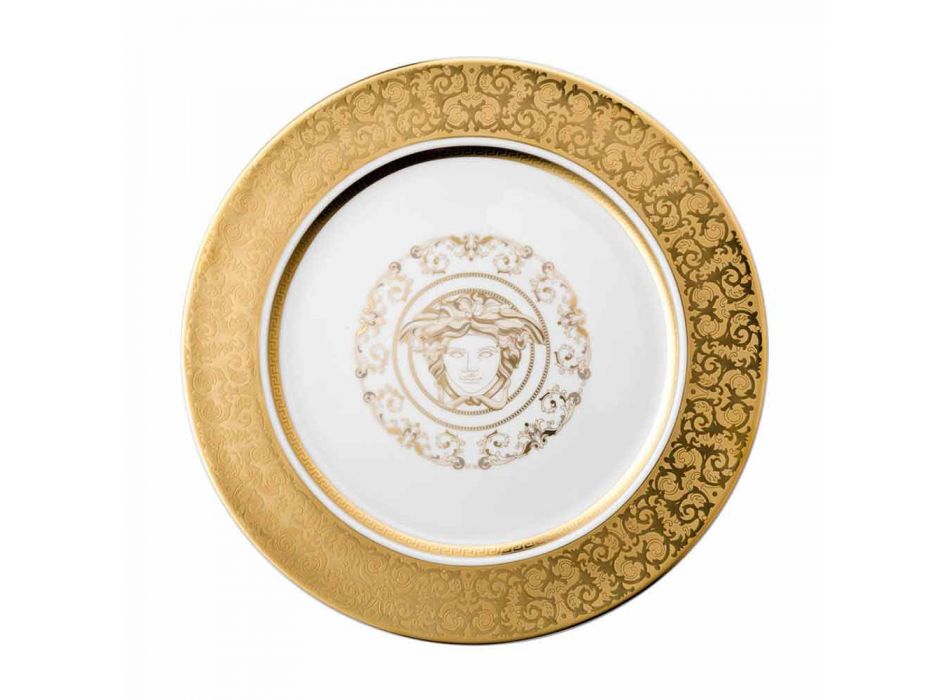 Rosenthal Versace Medusa Gala Gold Plate holder 30cm porcelain Viadurini