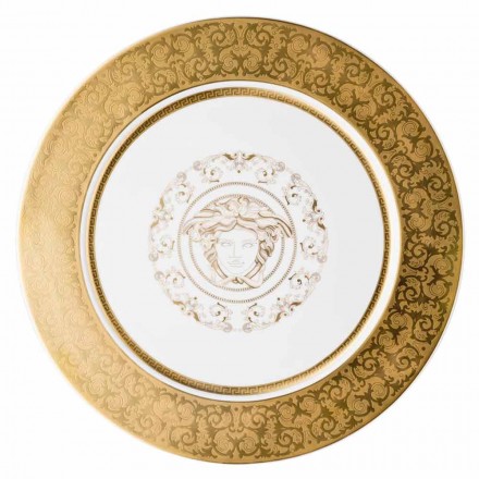 Rosenthal Versace Medusa Gala Gold Plate holder 33cm porcelain Viadurini
