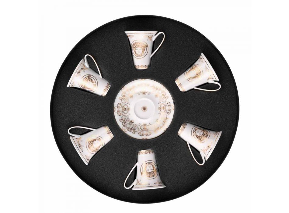 Rosenthal Versace Medusa Gala Gold set espresso cups 6pc porcelain Viadurini