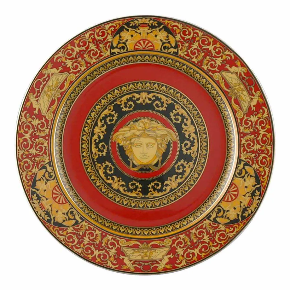 Rosenthal Versace Red Medusa Plate holder 30cm in porcelain Viadurini