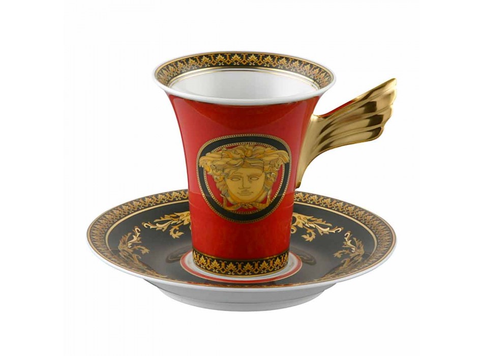 Rosenthal Versace Medusa Rosso Coffee cup with high porcelain design Viadurini