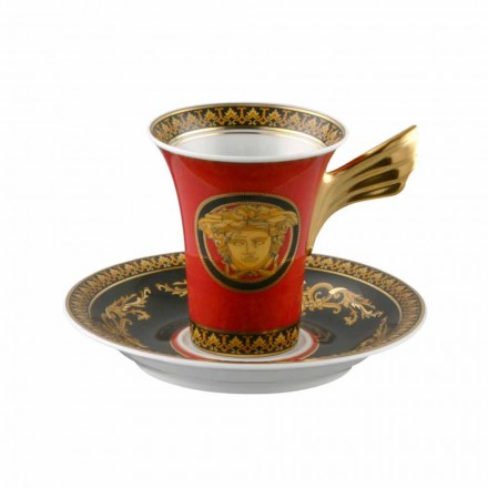 Rosenthal Versace Red Medusa Porcelain design coffee cup Viadurini