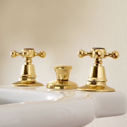 3 Hole Bidet Tap in Brass Made in Italy, Vintage Style - Ursula Viadurini