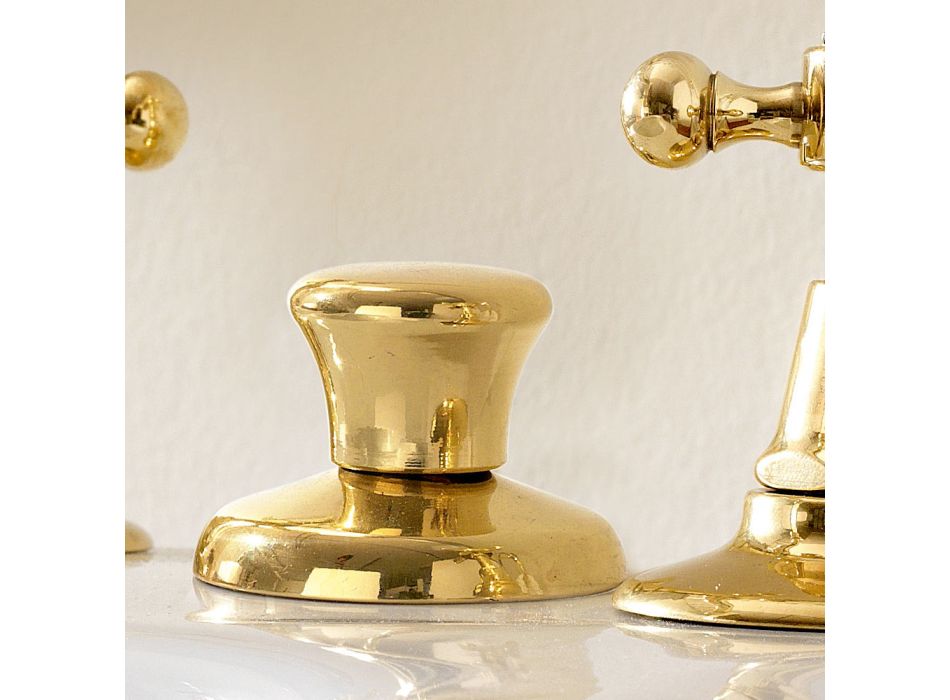 3 Hole Bidet Tap in Brass Made in Italy, Vintage Style - Ursula Viadurini