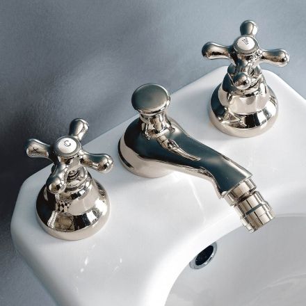 Classic 3 Hole Bidet Tap with Brass Waste Made in Italy - Ercolina Viadurini