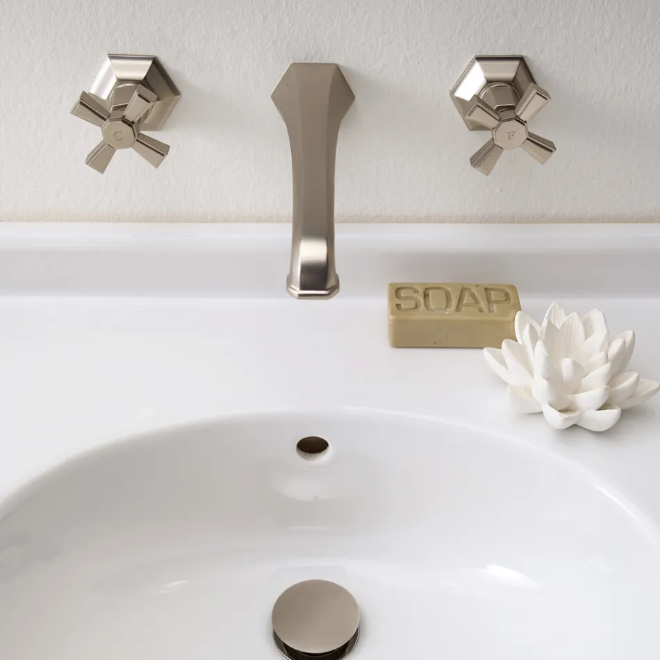 VIntage Design Wall-Mounted Basin Tap in Brass Made in Italy - Silvana Viadurini