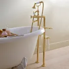 Brass Floor Standing Classic Bathtub Faucet with Hand Shower - Fioretta Viadurini