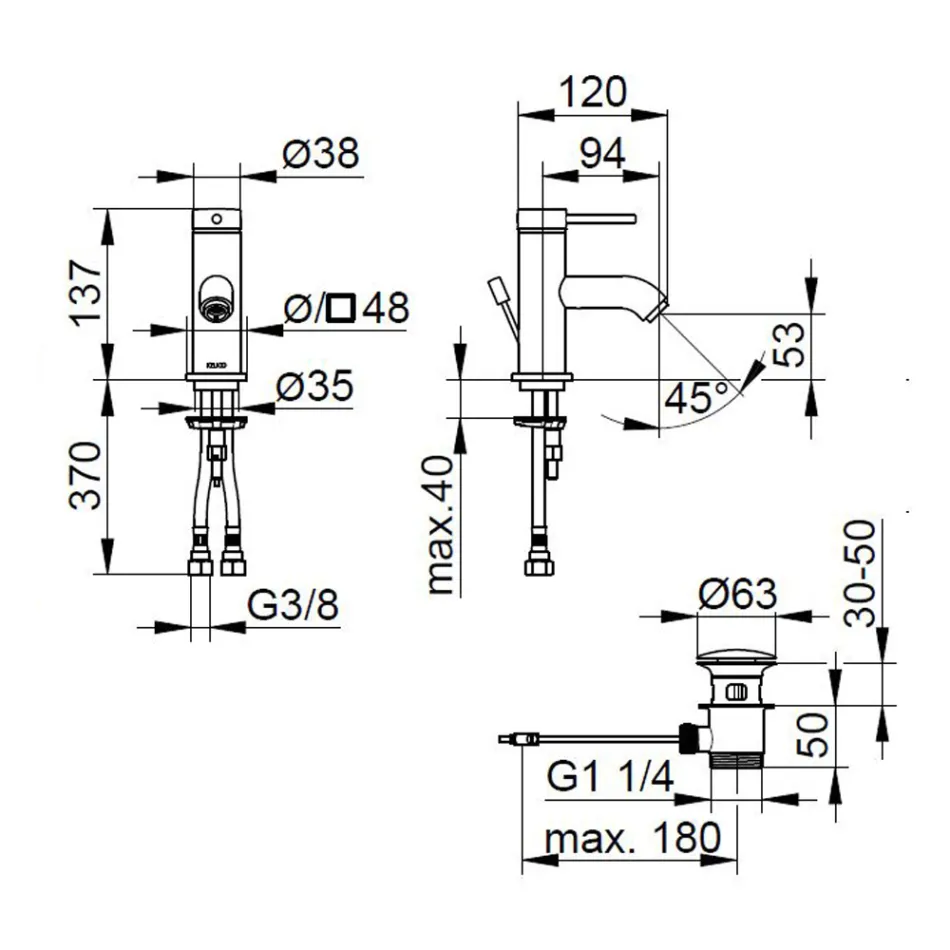 Single Lever Basin Mixer Tap Brass Round Design - Antilio Viadurini