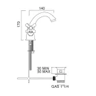 Single Hole Bathroom Sink Tap in Brass with Classic Style Drain - Ercolina Viadurini