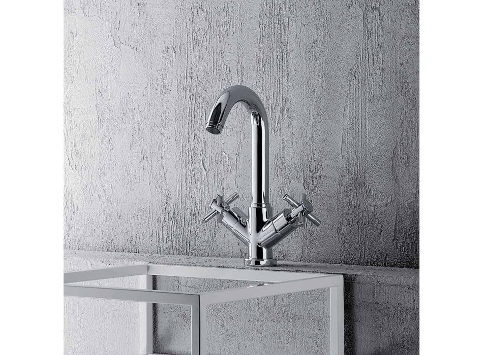 Adjustable Single-Hole Tap with Chrome Brass Drain Made in Italy - Zumbo