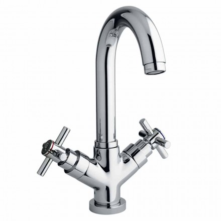 Adjustable Single-Hole Tap with Chrome Brass Drain Made in Italy - Zumbo Viadurini