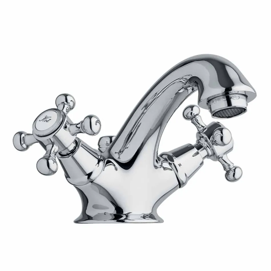 Single-Hole Brass Bathroom Basin Faucet with Made in Italy Drain - Lisca Viadurini