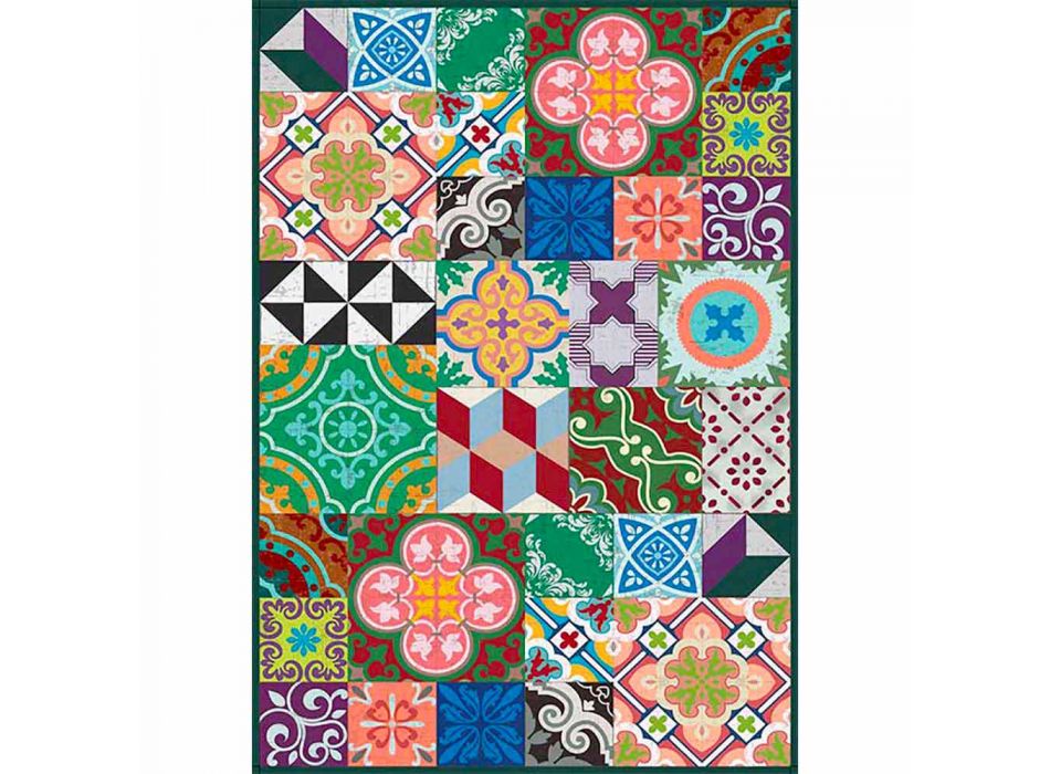 Colorful Design Table Runner in Pvc and Polyester with Fantasy - Timio Viadurini
