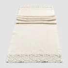 Linen Table Runner with Lace, Luxury Design in 2 Colors - Farnese Viadurini