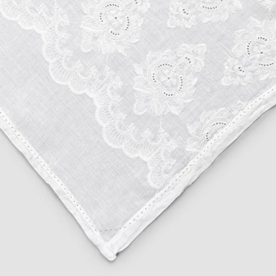 100% Linen Table Runner with Italian Luxury Design Embroidery - Jujube Viadurini
