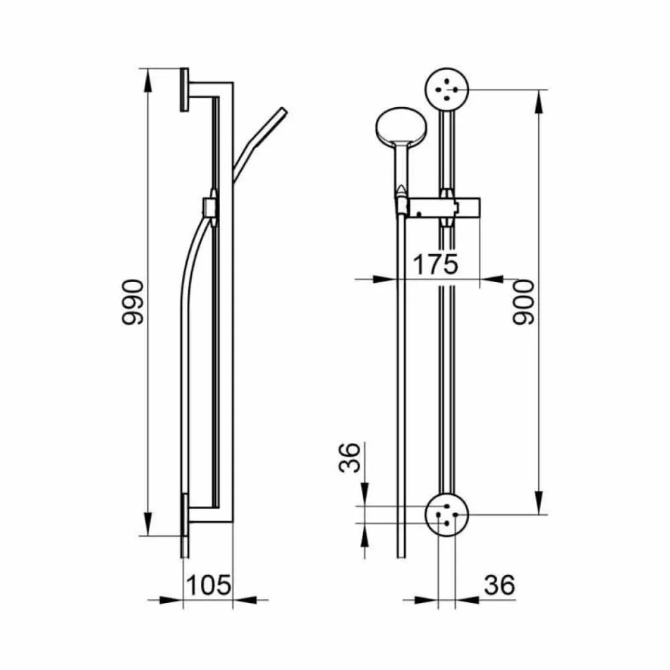 Shower Rail with Design Chromed Metal Handshower - Girino Viadurini
