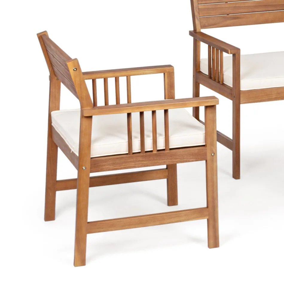 Living room 4 designer garden accessories in acacia wood - Roxen Viadurini