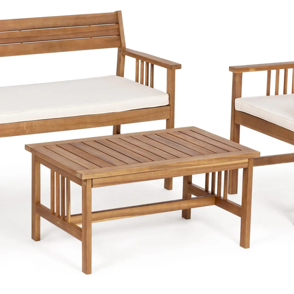 Living room 4 designer garden accessories in acacia wood - Roxen Viadurini